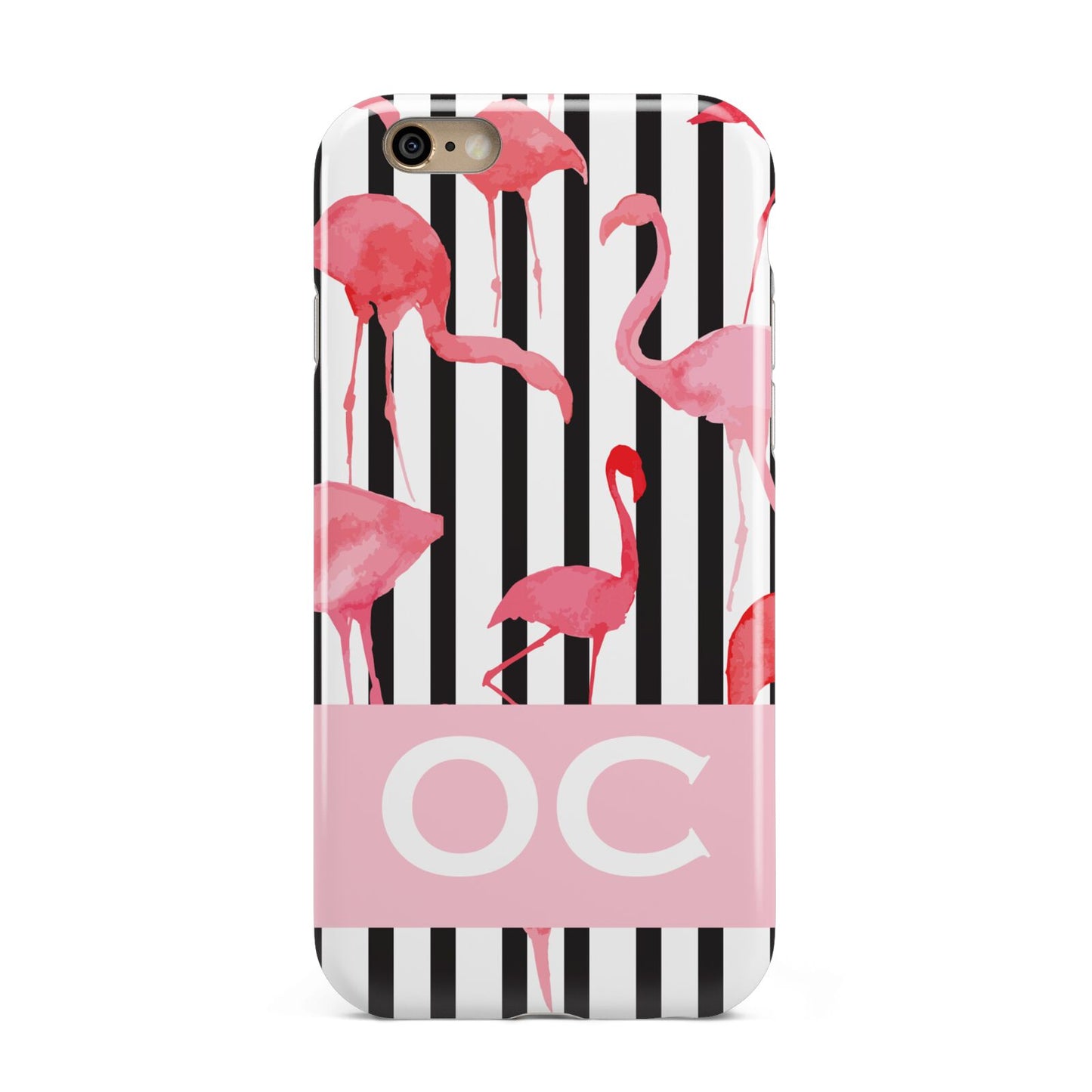 Black Striped Flamingo Apple iPhone 6 3D Tough Case