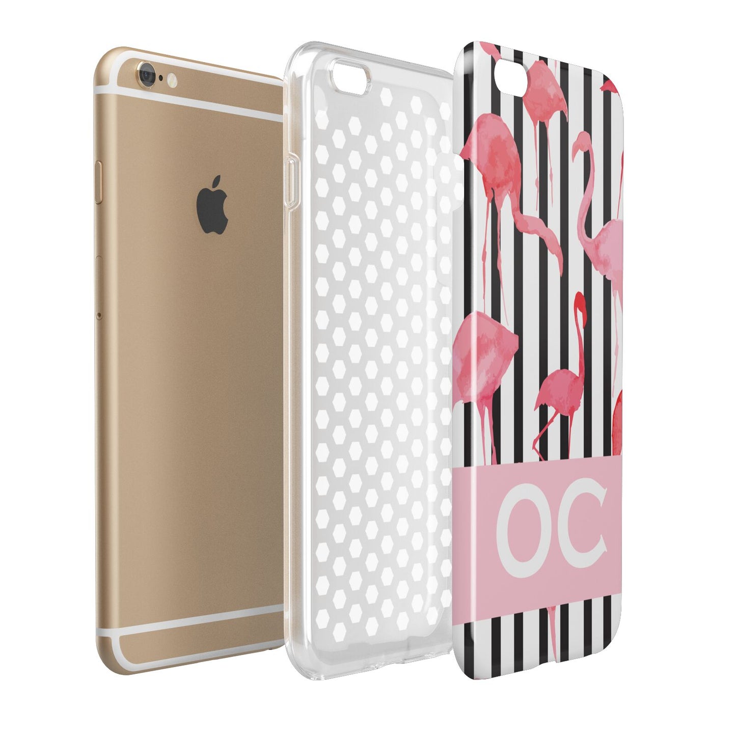 Black Striped Flamingo Apple iPhone 6 Plus 3D Tough Case Expand Detail Image