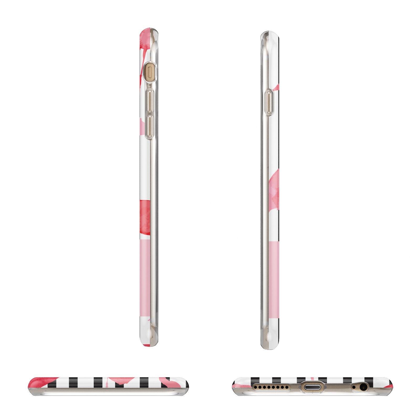 Black Striped Flamingo Apple iPhone 6 Plus 3D Wrap Tough Case Alternative Image Angles
