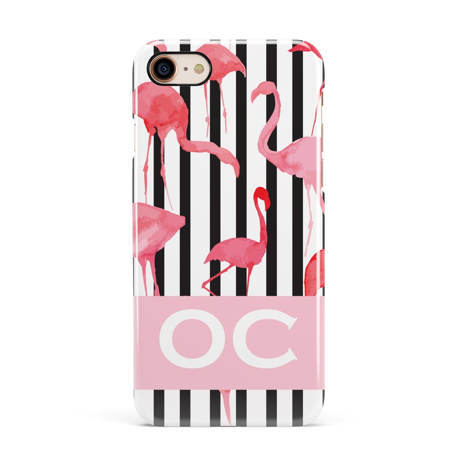 Black Striped Flamingo Apple iPhone 7 8 3D Snap Case