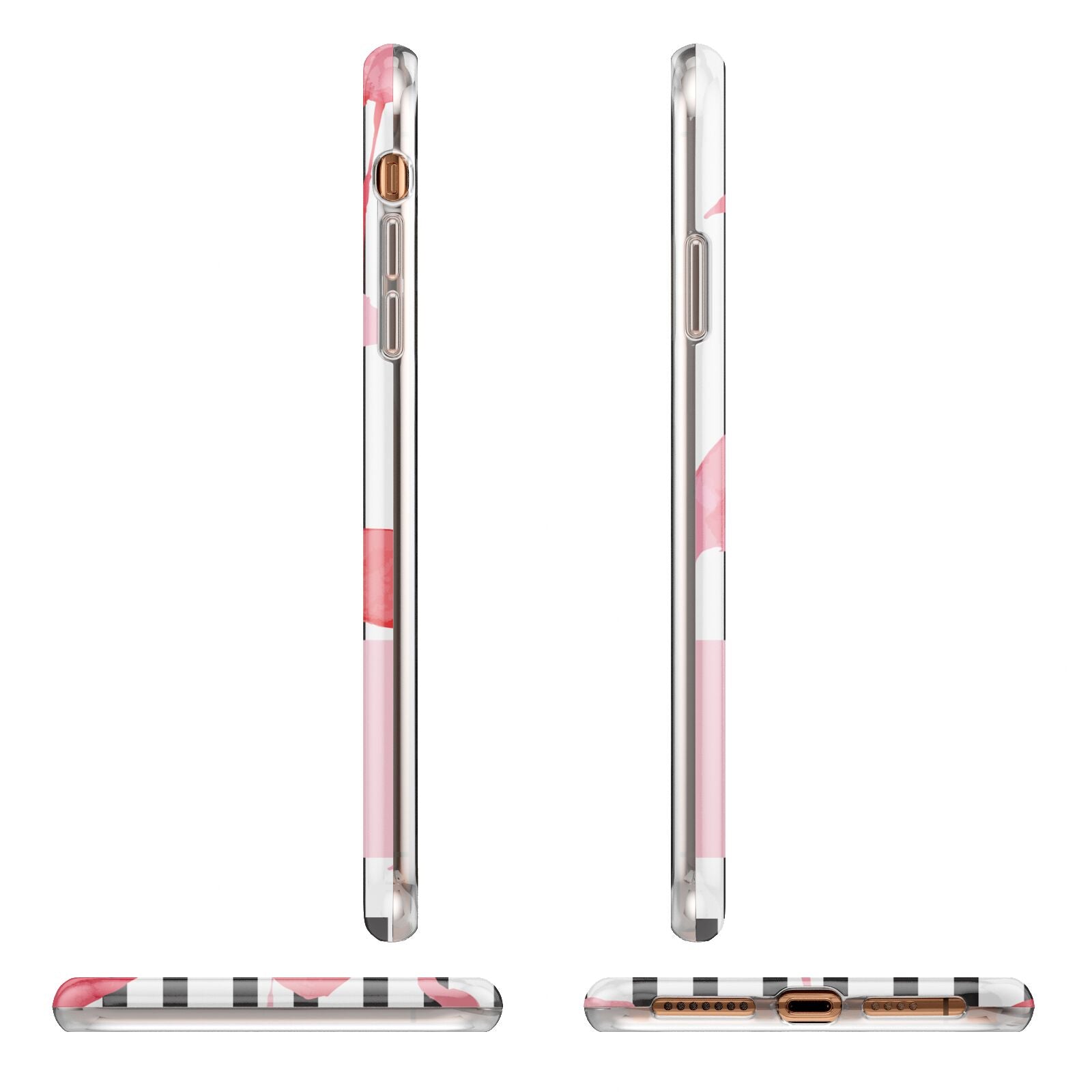 Black Striped Flamingo Apple iPhone XS Max 3D Wrap Tough Case Alternative Image Angles