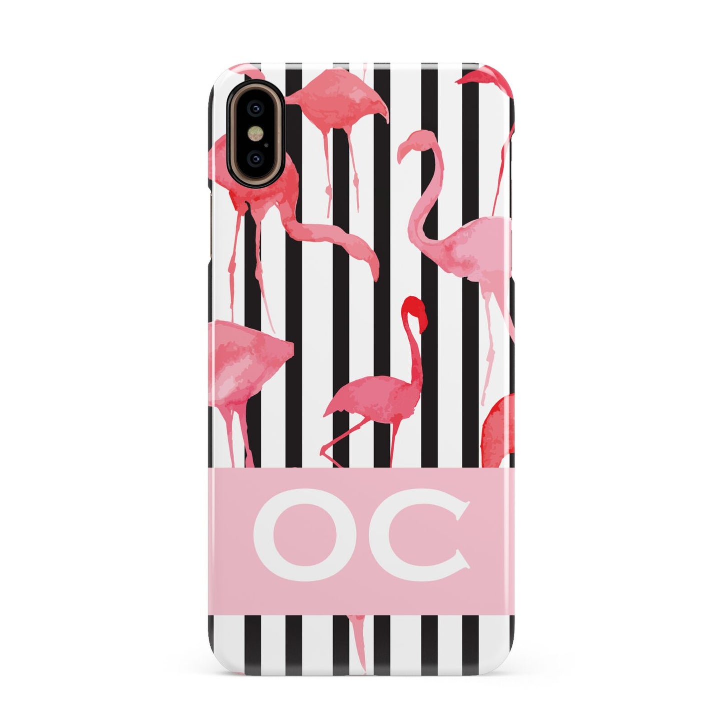 Black Striped Flamingo Apple iPhone Xs Max 3D Snap Case