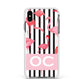 Black Striped Flamingo Apple iPhone Xs Max Impact Case White Edge on Black Phone