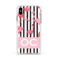 Black Striped Flamingo Apple iPhone Xs Max Impact Case White Edge on Gold Phone