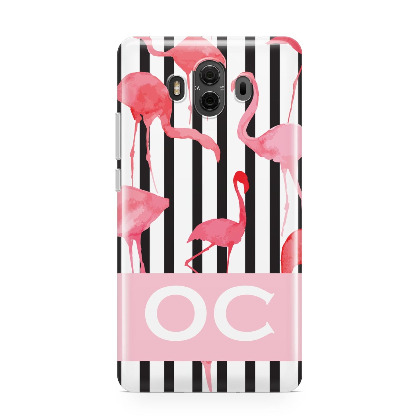 Black Striped Flamingo Huawei Mate 10 Protective Phone Case