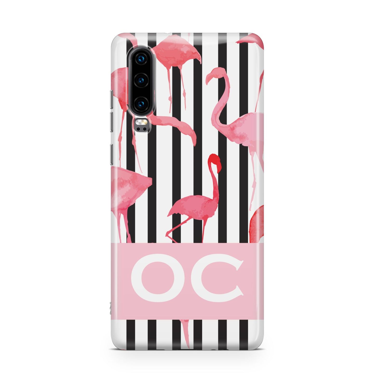 Black Striped Flamingo Huawei P30 Phone Case
