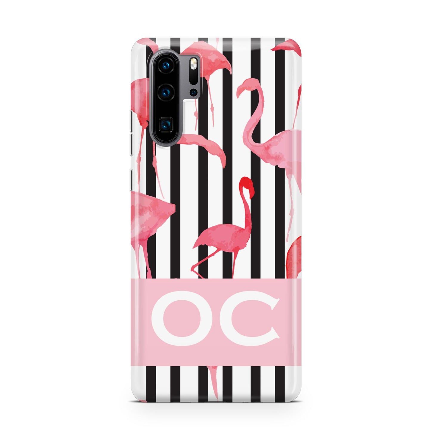 Black Striped Flamingo Huawei P30 Pro Phone Case