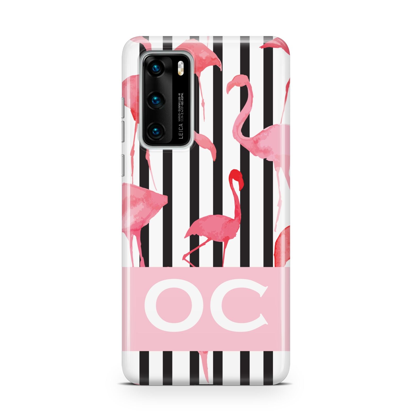 Black Striped Flamingo Huawei P40 Phone Case