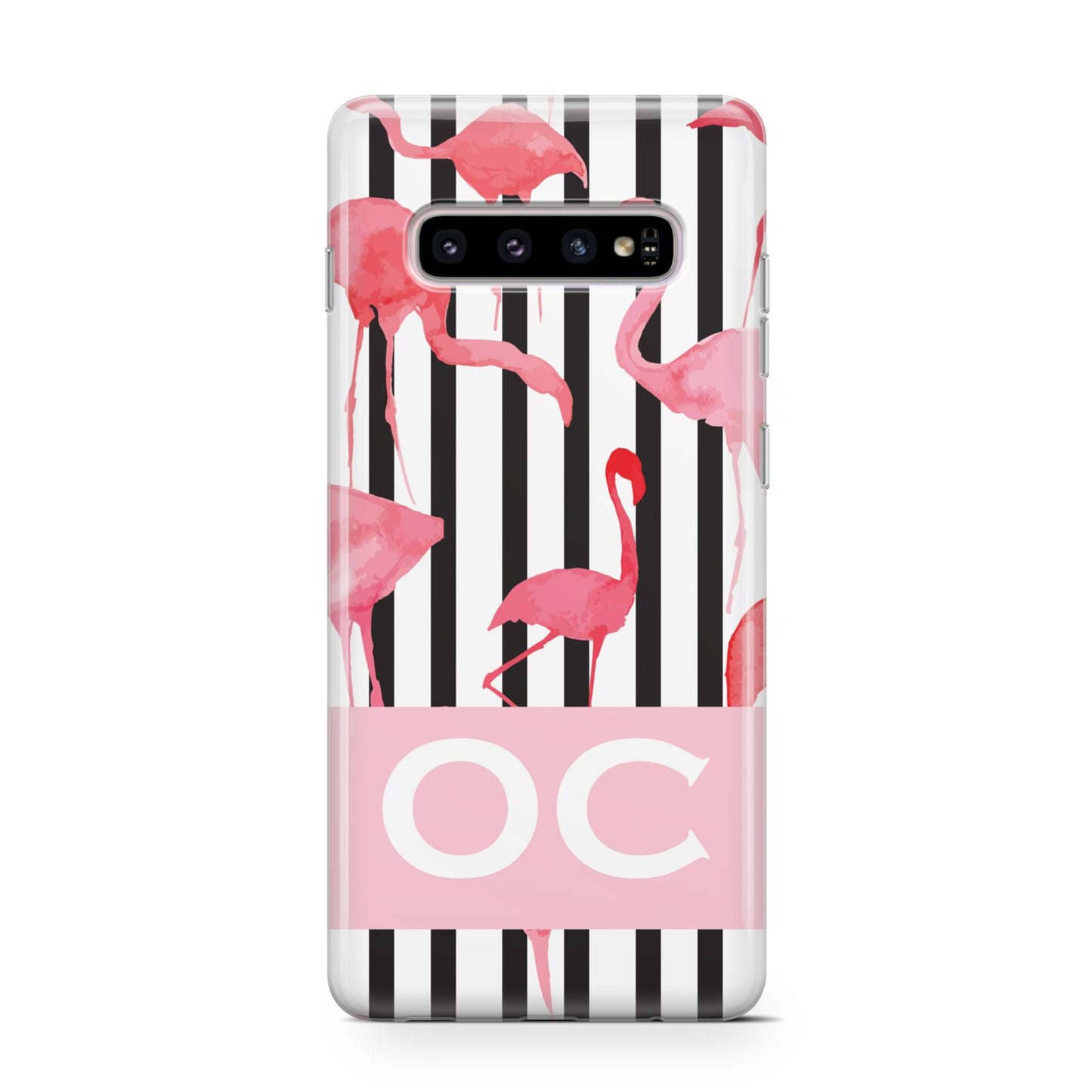 Black Striped Flamingo Protective Samsung Galaxy Case