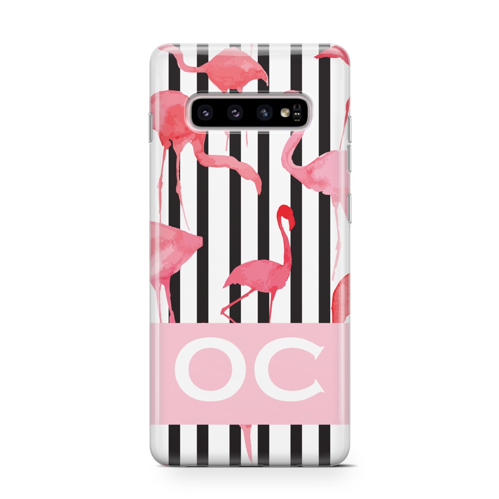 Black Striped Flamingo Protective Samsung Galaxy Case