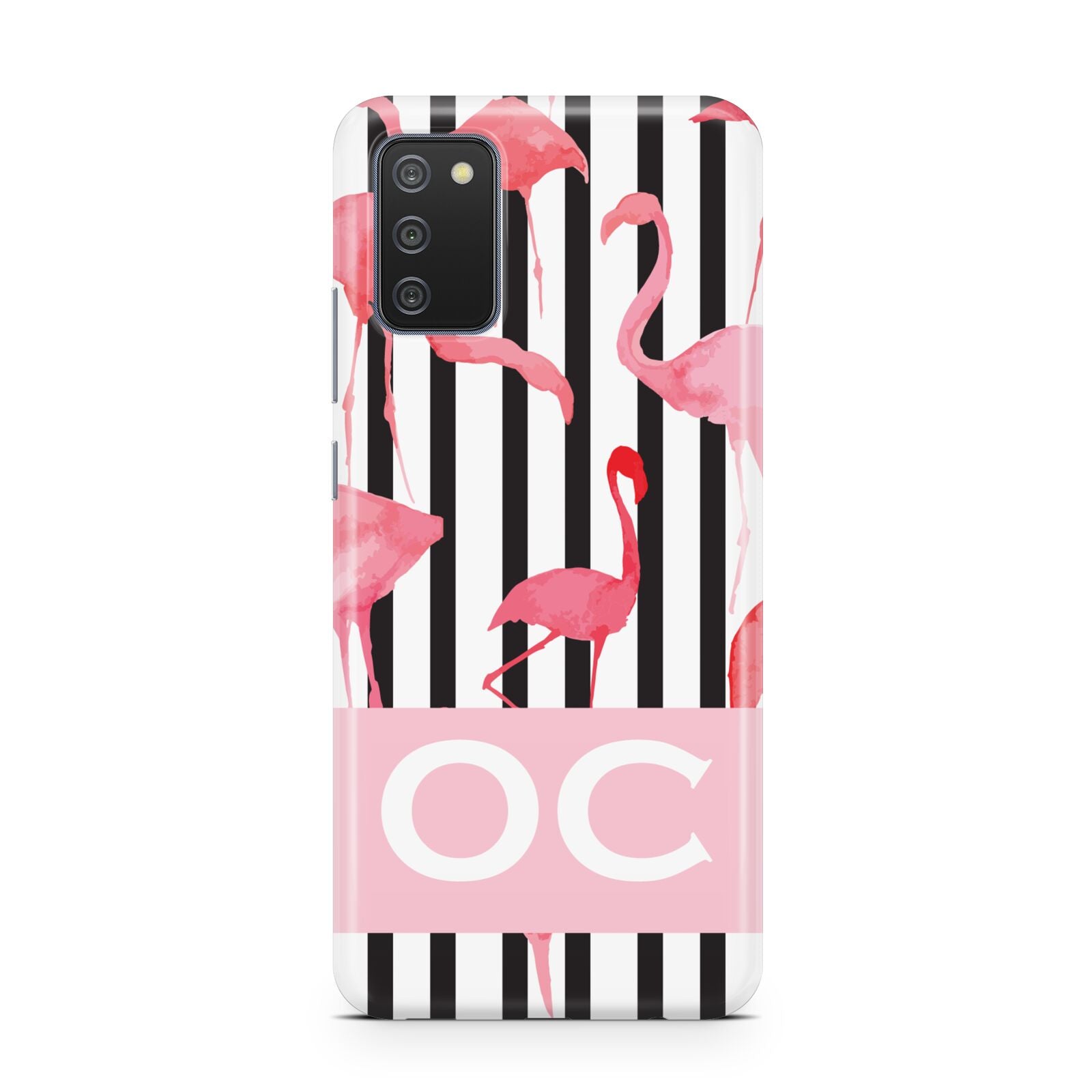Black Striped Flamingo Samsung A02s Case