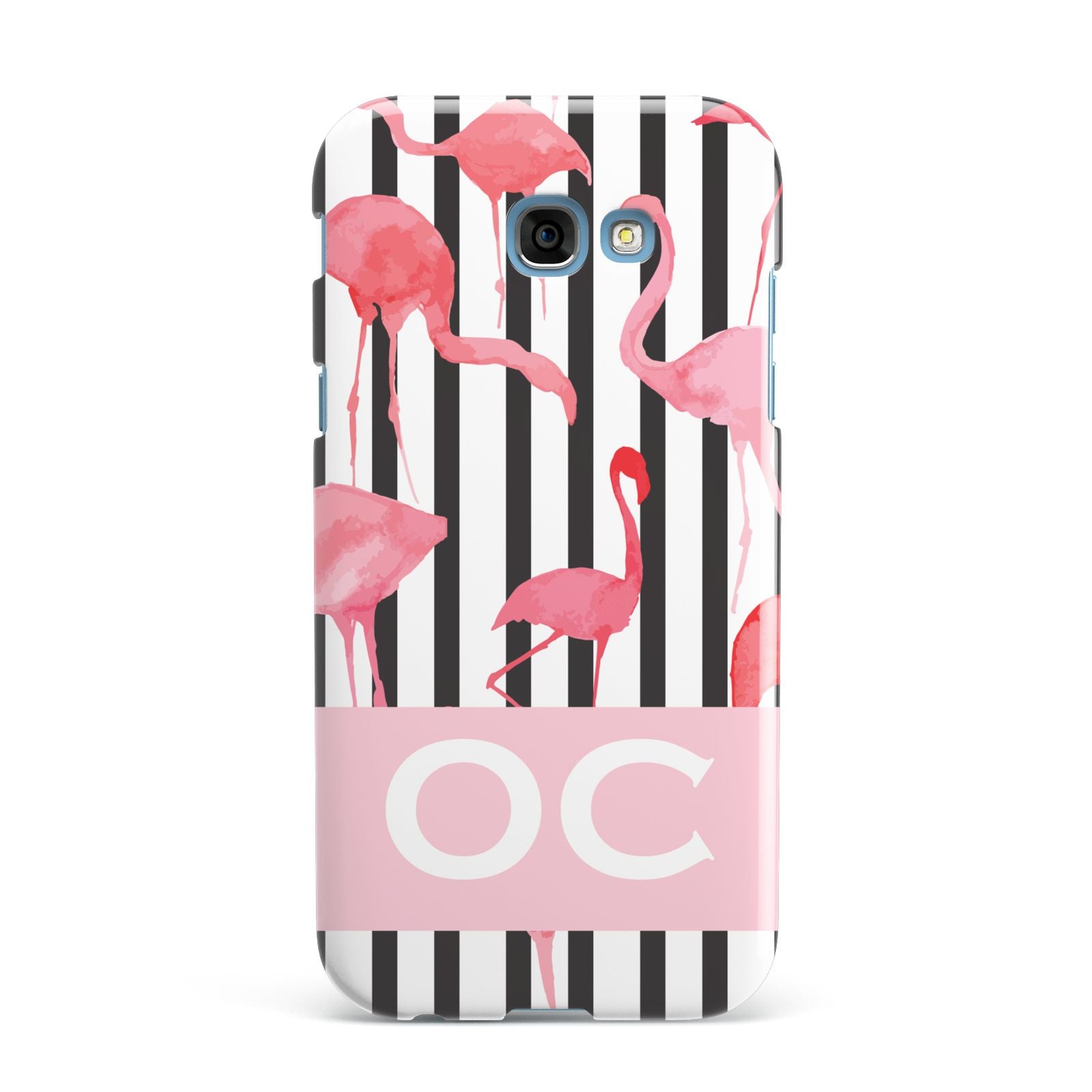 Black Striped Flamingo Samsung Galaxy A7 2017 Case