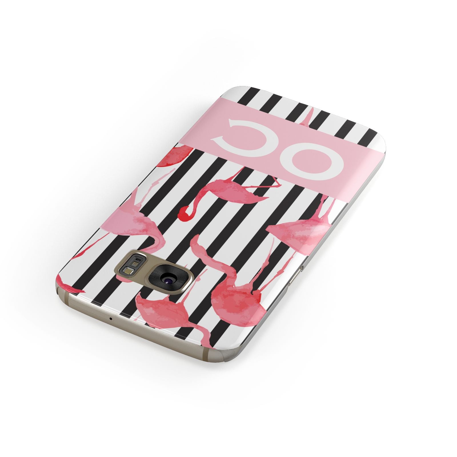 Black Striped Flamingo Samsung Galaxy Case Front Close Up