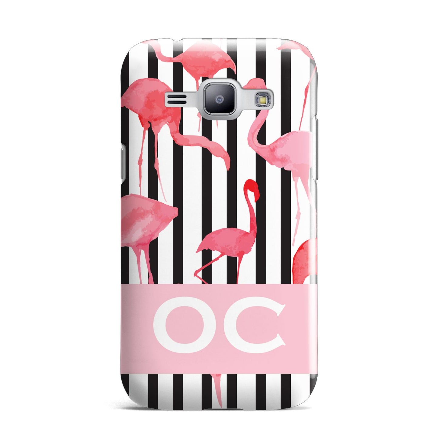 Black Striped Flamingo Samsung Galaxy J1 2015 Case