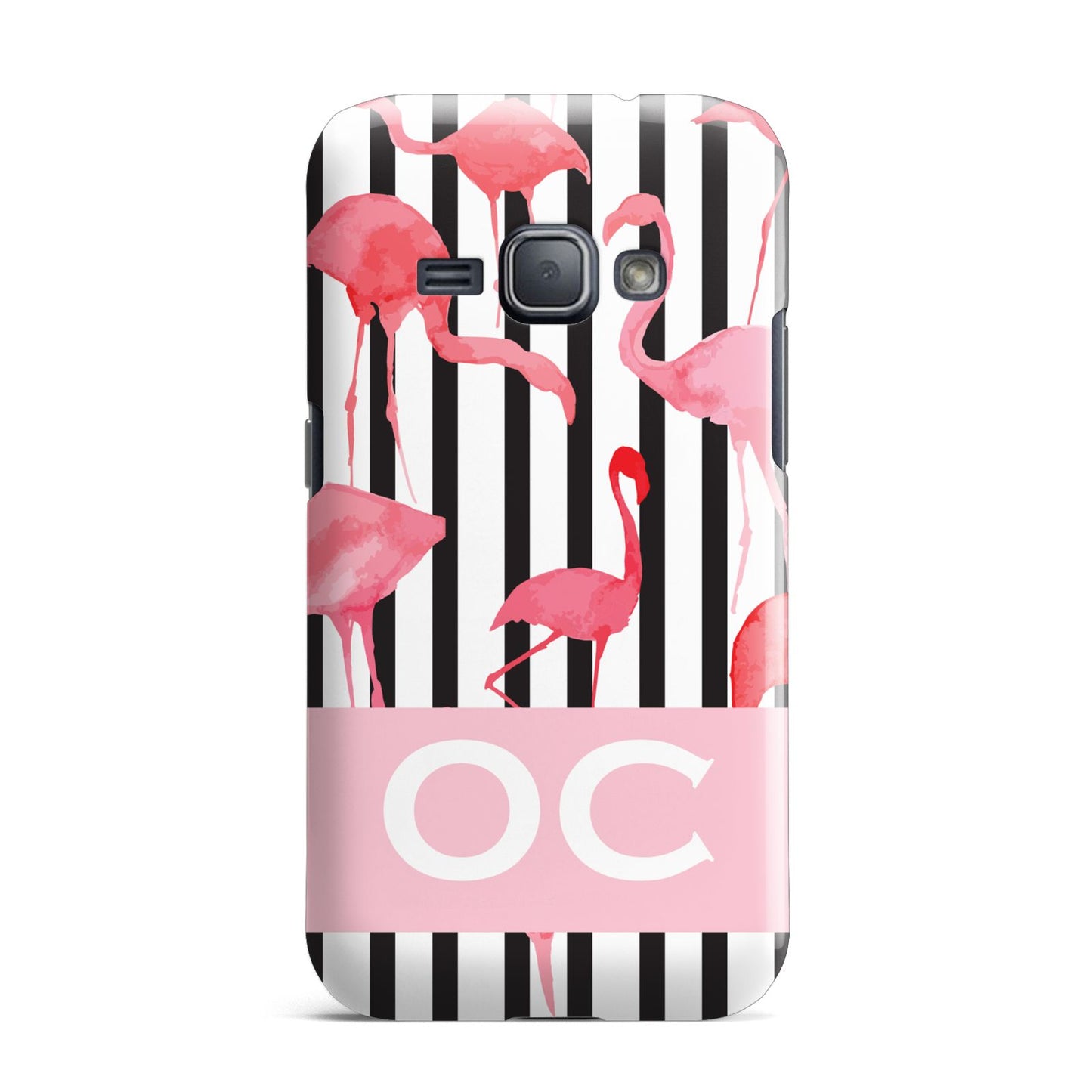 Black Striped Flamingo Samsung Galaxy J1 2016 Case