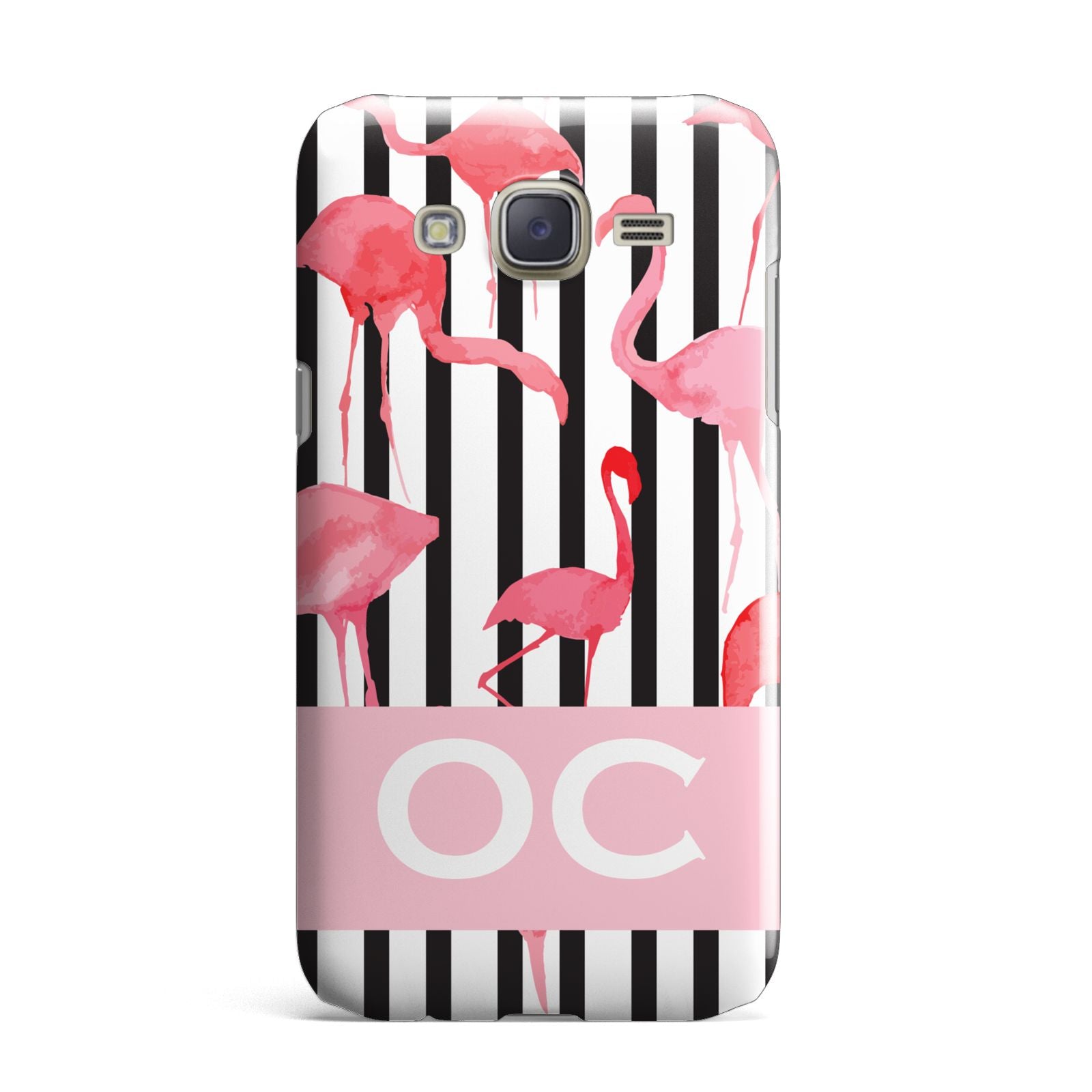 Black Striped Flamingo Samsung Galaxy J7 Case