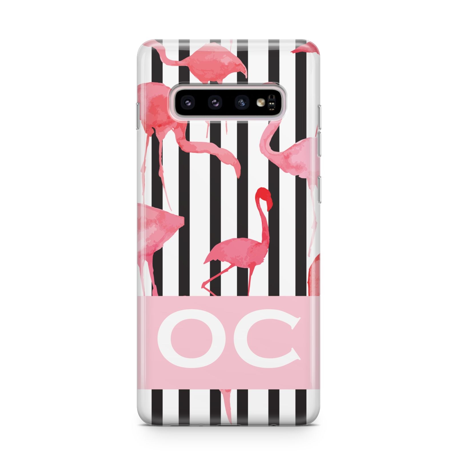 Black Striped Flamingo Samsung Galaxy S10 Plus Case