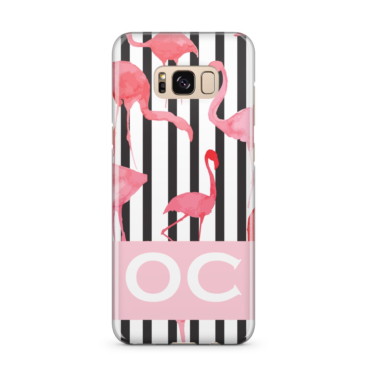 Black Striped Flamingo Samsung Galaxy S8 Plus Case