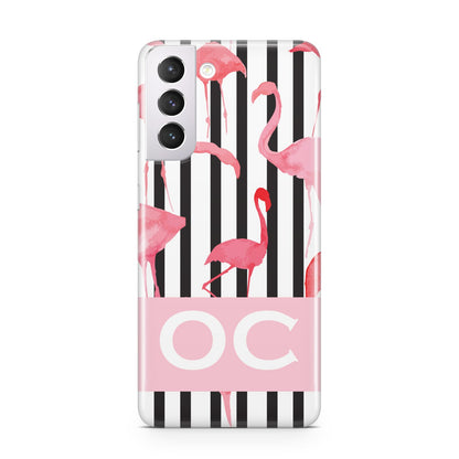 Black Striped Flamingo Samsung S21 Case