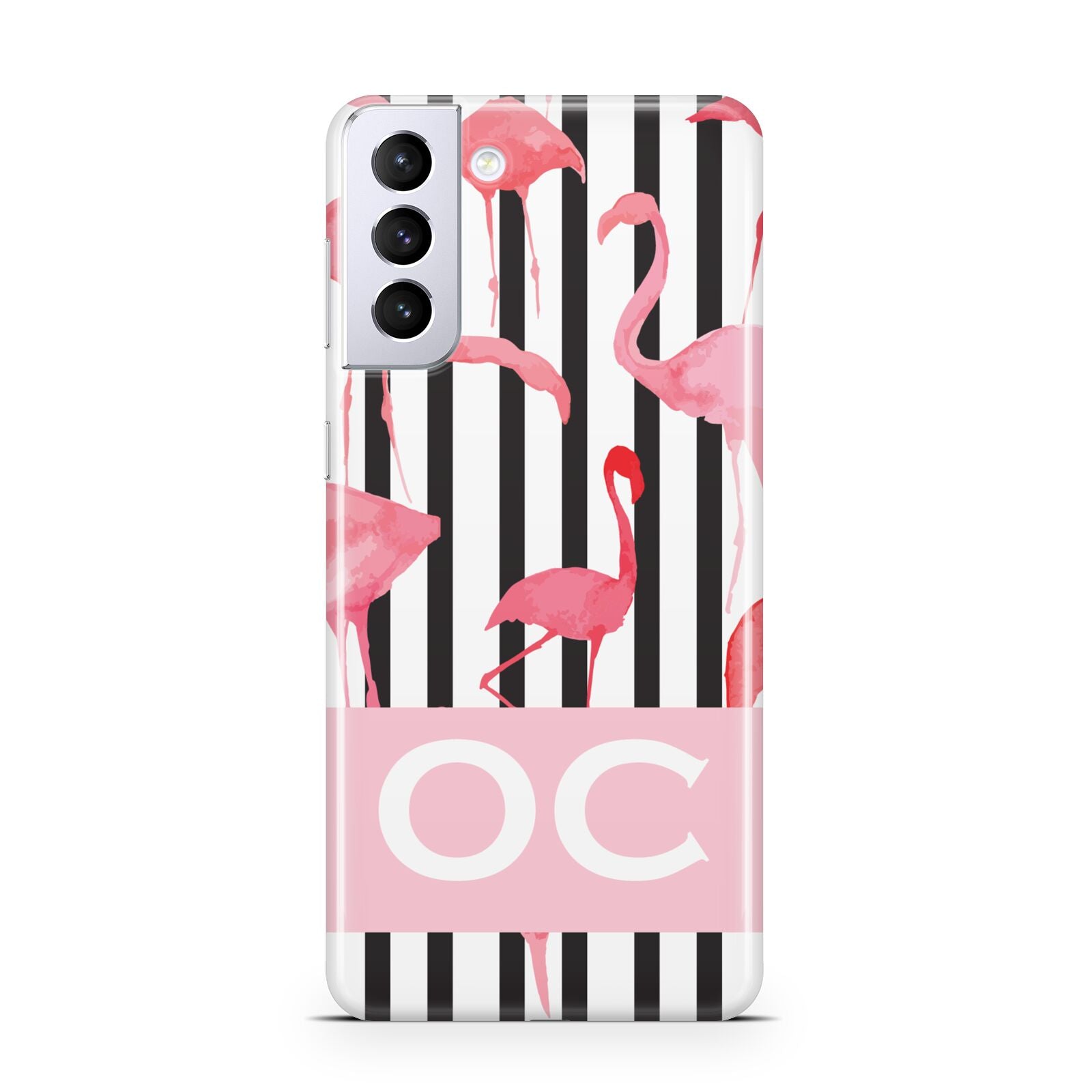 Black Striped Flamingo Samsung S21 Plus Case