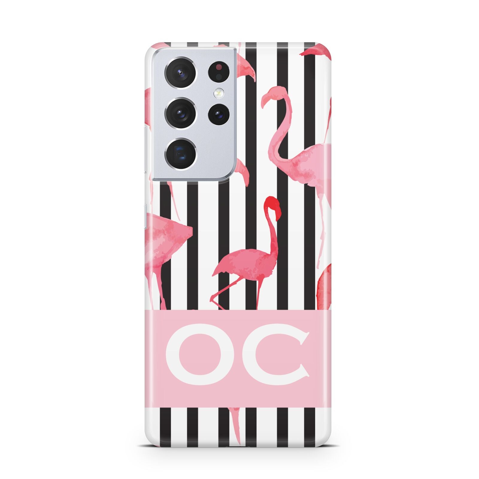 Black Striped Flamingo Samsung S21 Ultra Case