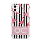 Black Striped Flamingo iPhone 11 3D Snap Case