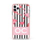 Black Striped Flamingo iPhone 11 Pro Max Impact Pink Edge Case
