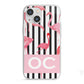 Black Striped Flamingo iPhone 13 Mini TPU Impact Case with White Edges