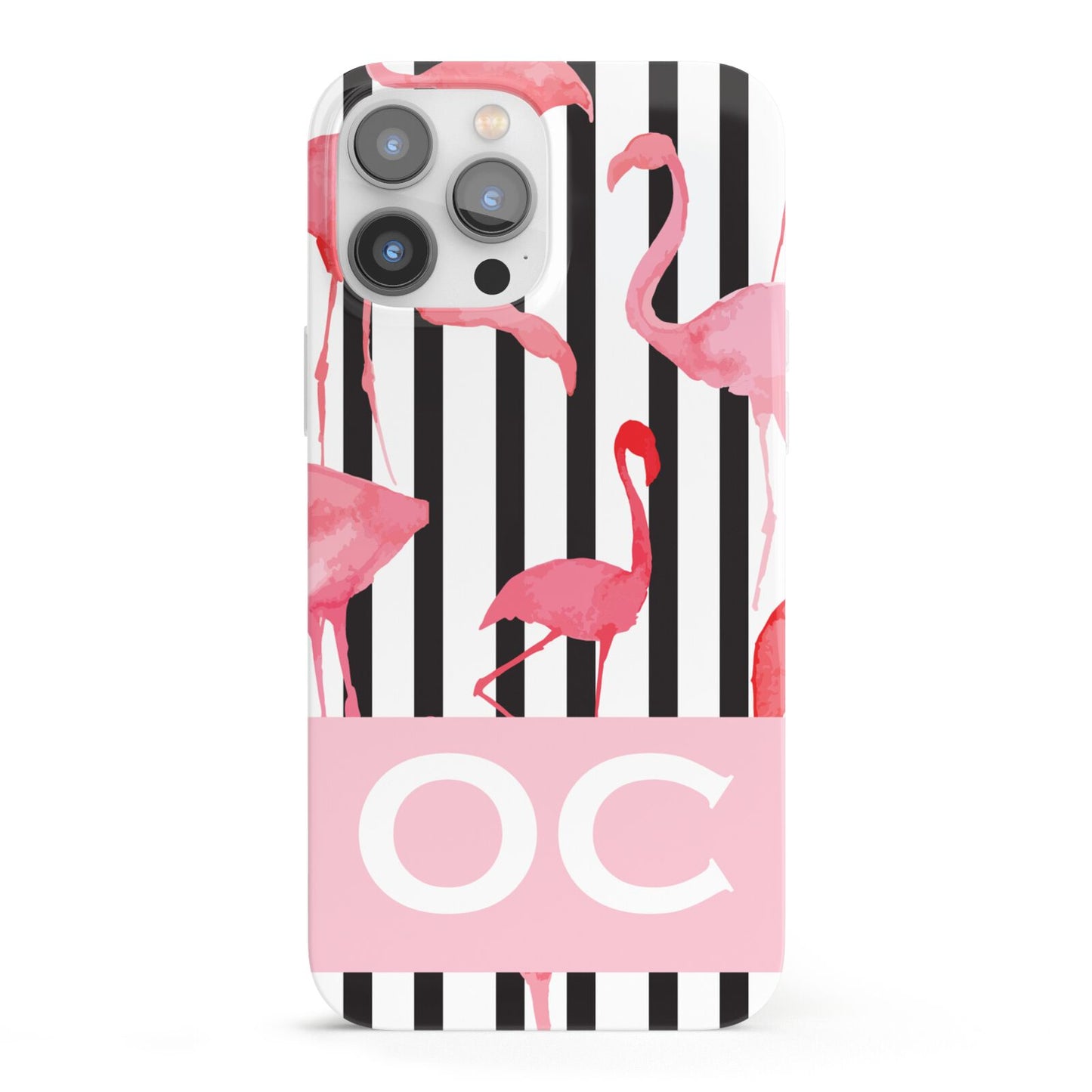 Black Striped Flamingo iPhone 13 Pro Max Full Wrap 3D Snap Case