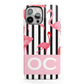 Black Striped Flamingo iPhone 13 Pro Max Full Wrap 3D Tough Case