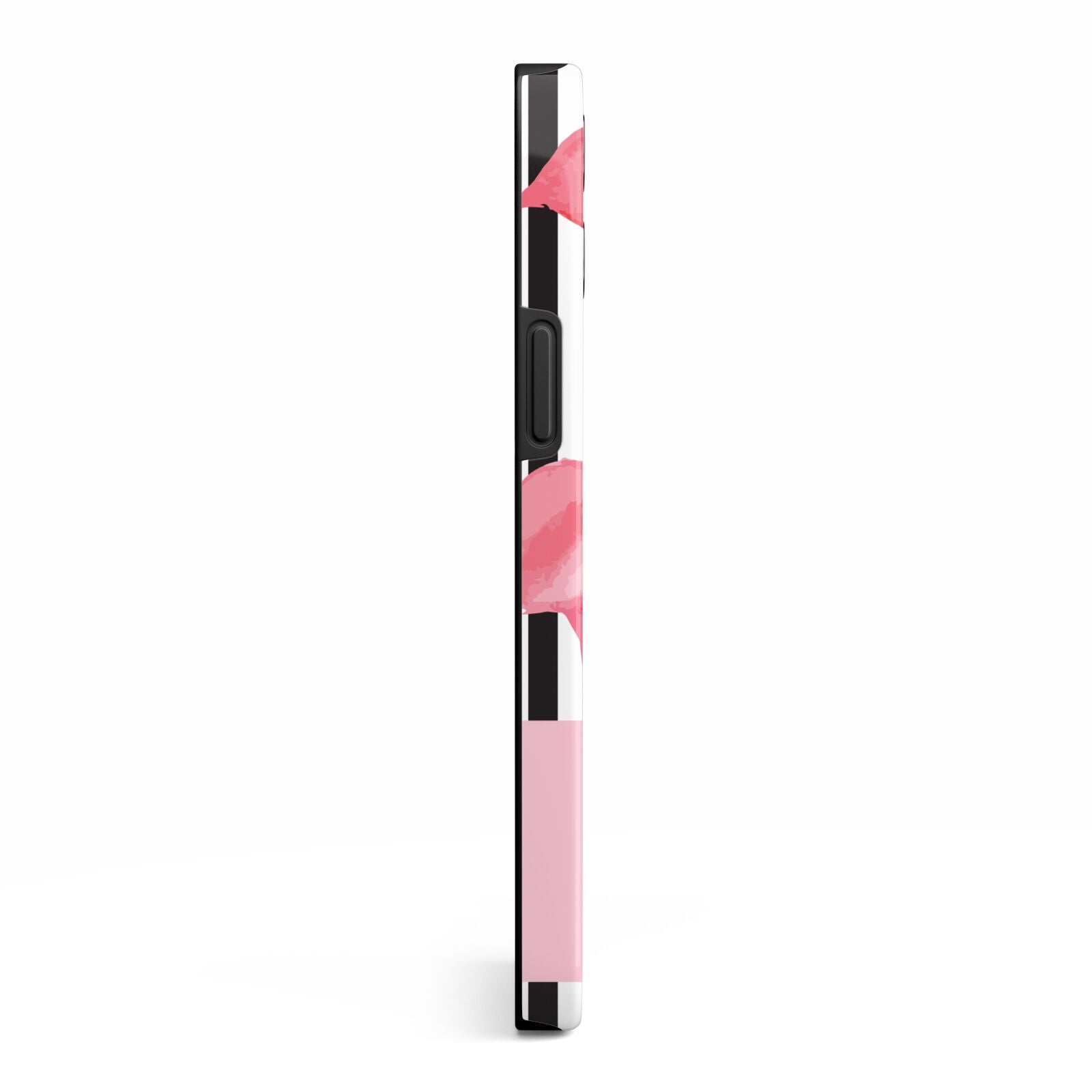 Black Striped Flamingo iPhone 13 Pro Max Side Image 3D Tough Case
