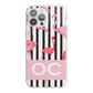 Black Striped Flamingo iPhone 13 Pro Max TPU Impact Case with White Edges