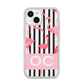 Black Striped Flamingo iPhone 14 Glitter Tough Case Starlight
