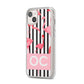 Black Striped Flamingo iPhone 14 Plus Clear Tough Case Starlight Angled Image