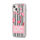 Black Striped Flamingo iPhone 14 Plus Glitter Tough Case Starlight Angled Image