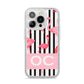 Black Striped Flamingo iPhone 14 Pro Glitter Tough Case Silver