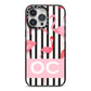 Black Striped Flamingo iPhone 14 Pro Max Black Impact Case on Silver phone