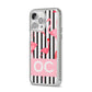 Black Striped Flamingo iPhone 14 Pro Max Clear Tough Case Silver Angled Image