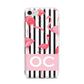 Black Striped Flamingo iPhone 7 Bumper Case on Silver iPhone