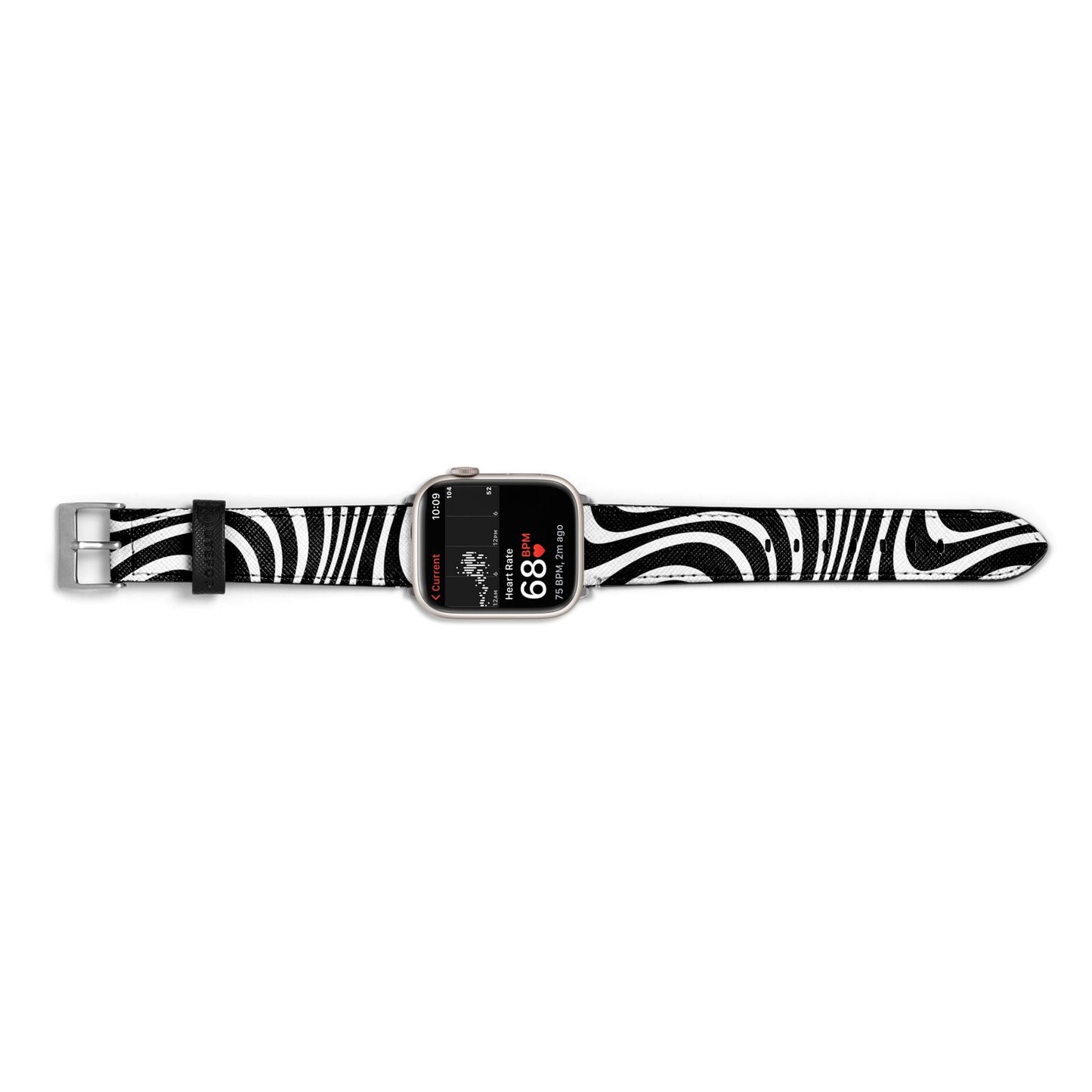 Black Wave Apple Watch Strap Size 38mm Landscape Image Silver Hardware