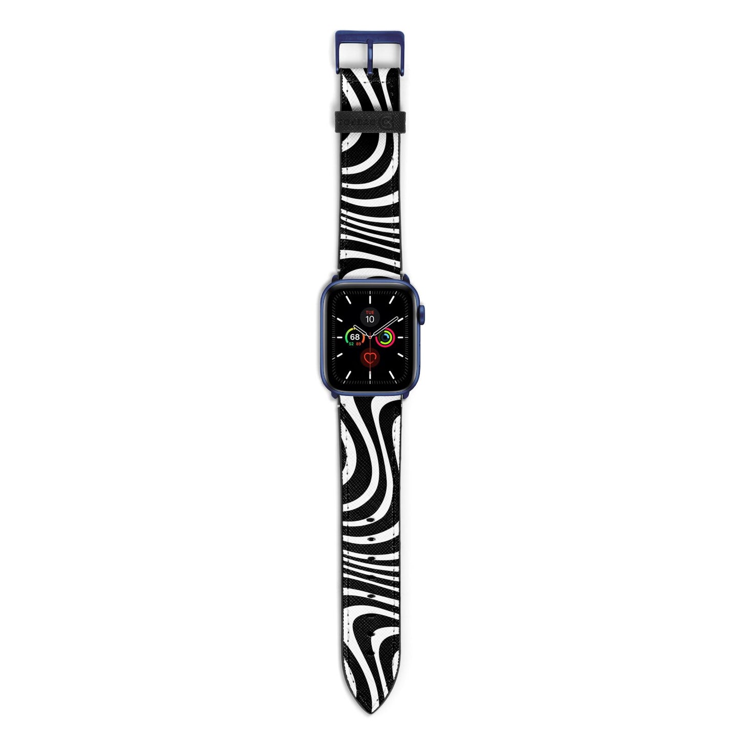 Black Wave Apple Watch Strap with Blue Hardware