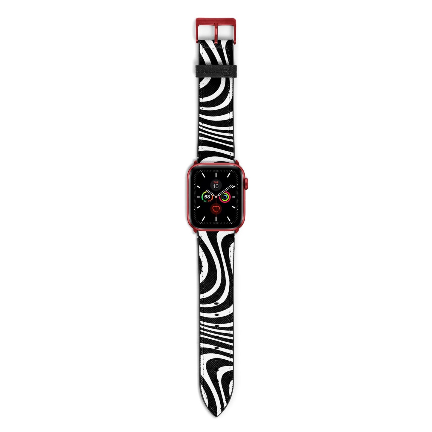 Black Wave Apple Watch Strap with Red Hardware
