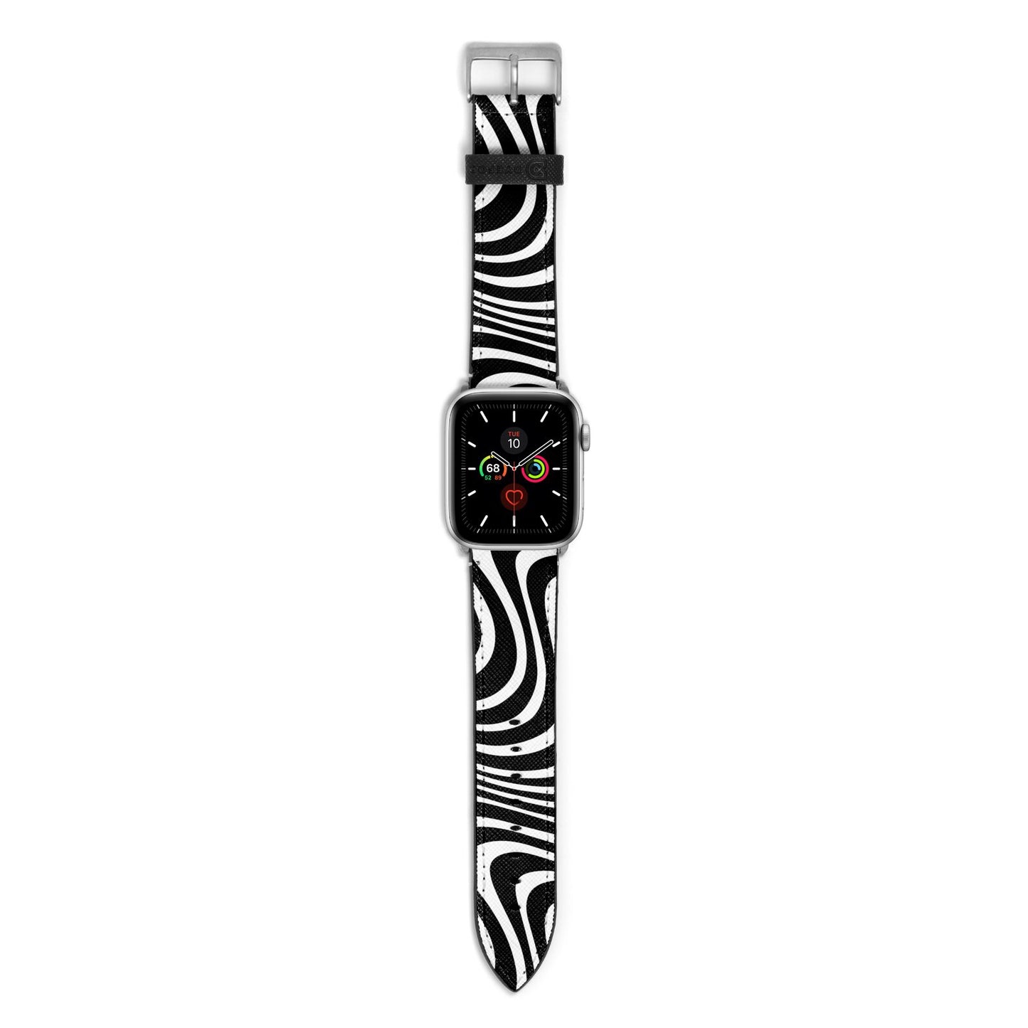 Black Wave Apple Watch Strap with Silver Hardware