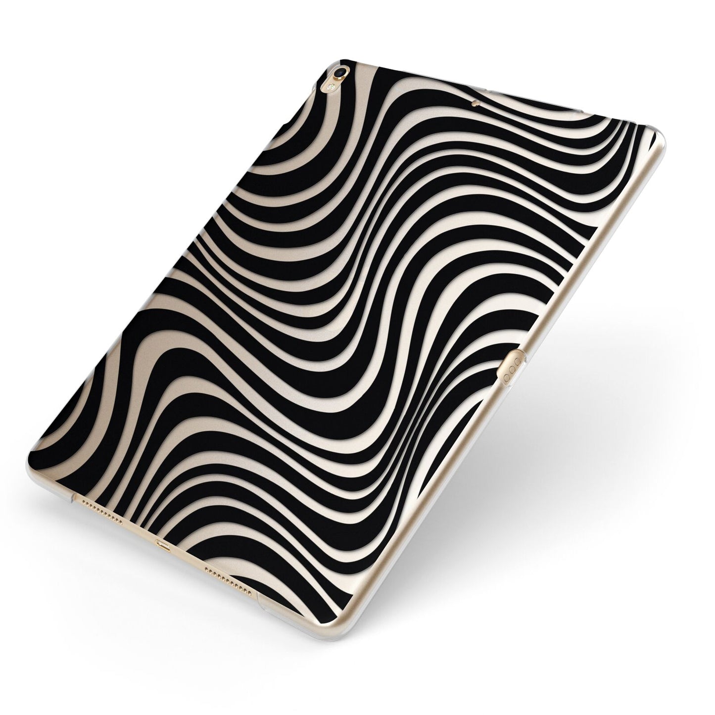 Black Wave Apple iPad Case on Gold iPad Side View