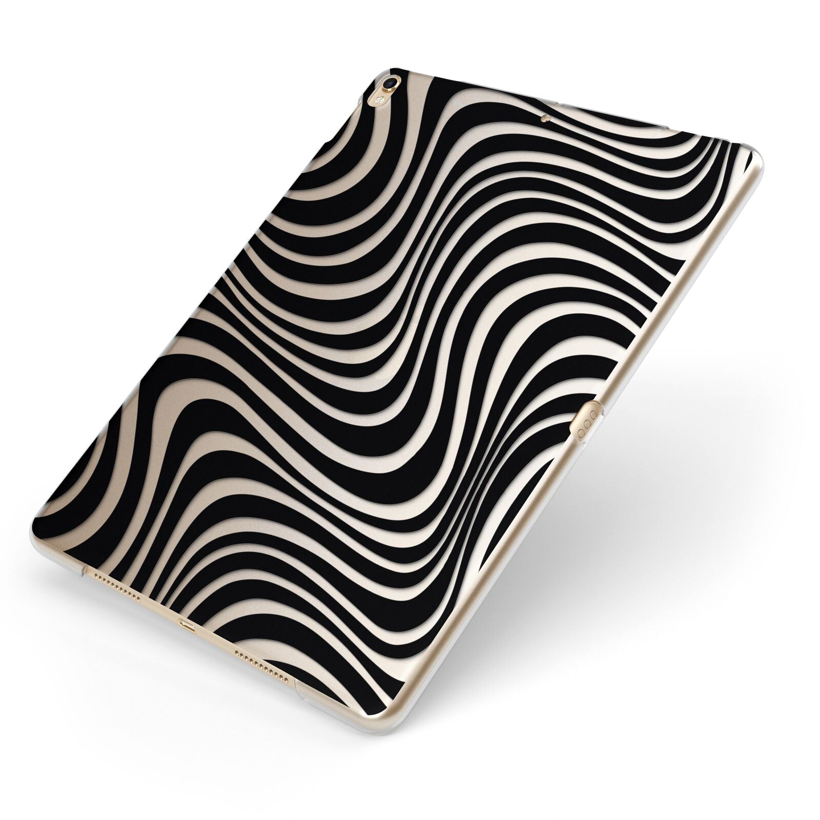 Black Wave Apple iPad Case on Gold iPad Side View