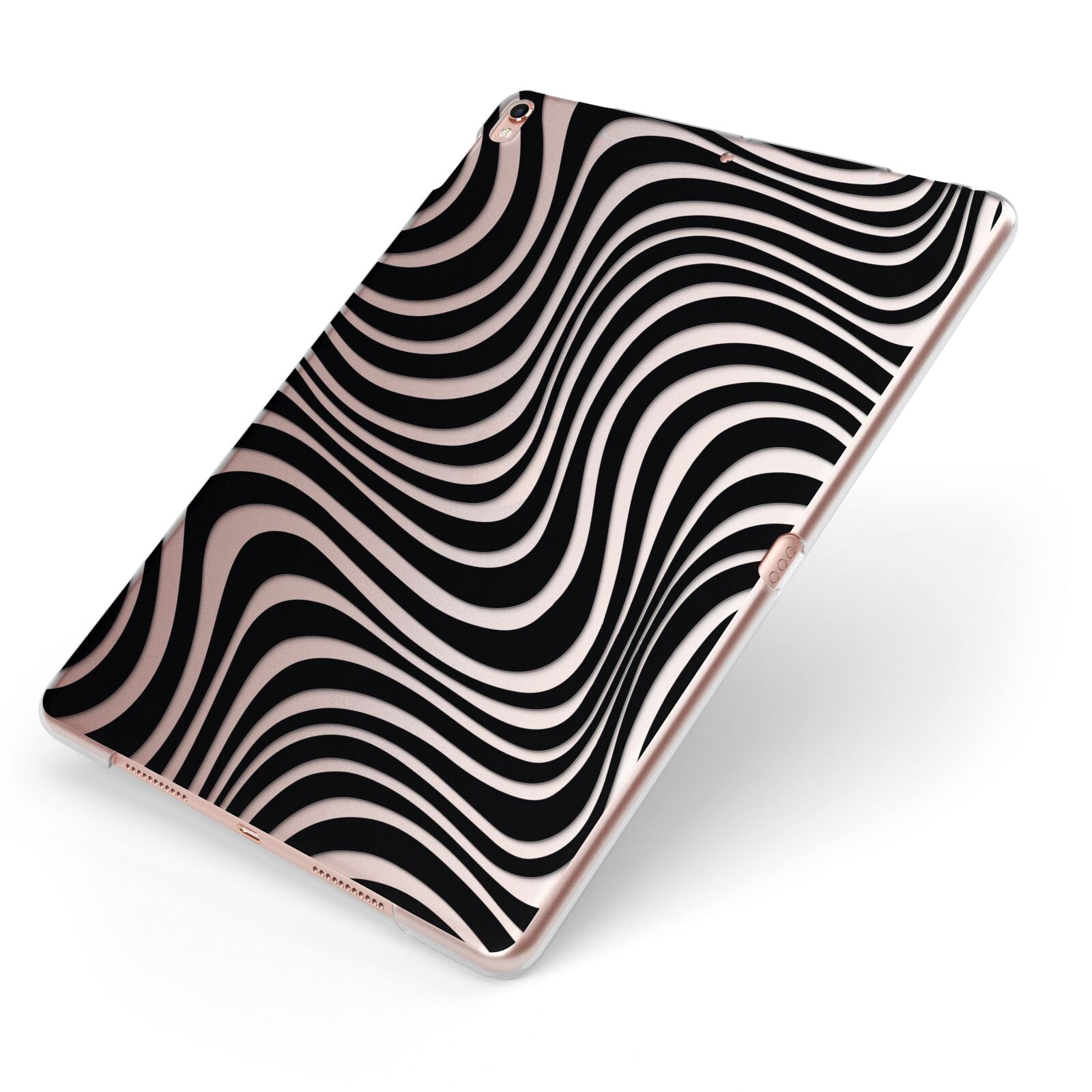 Black Wave Apple iPad Case on Rose Gold iPad Side View
