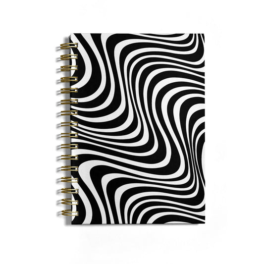 Black Wave Notebook with Gold Coil