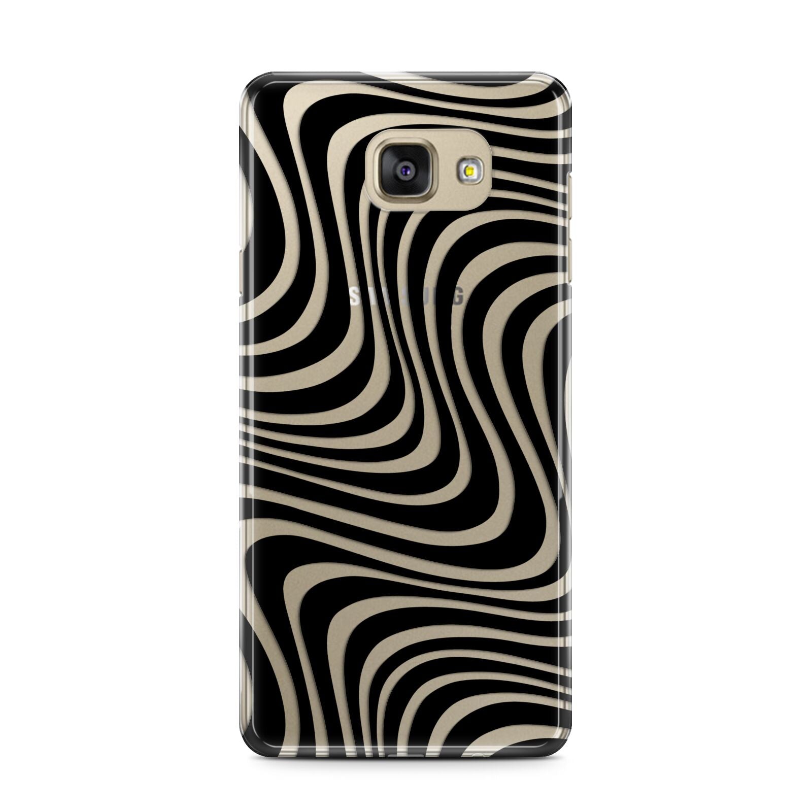Black Wave Samsung Galaxy A7 2016 Case on gold phone