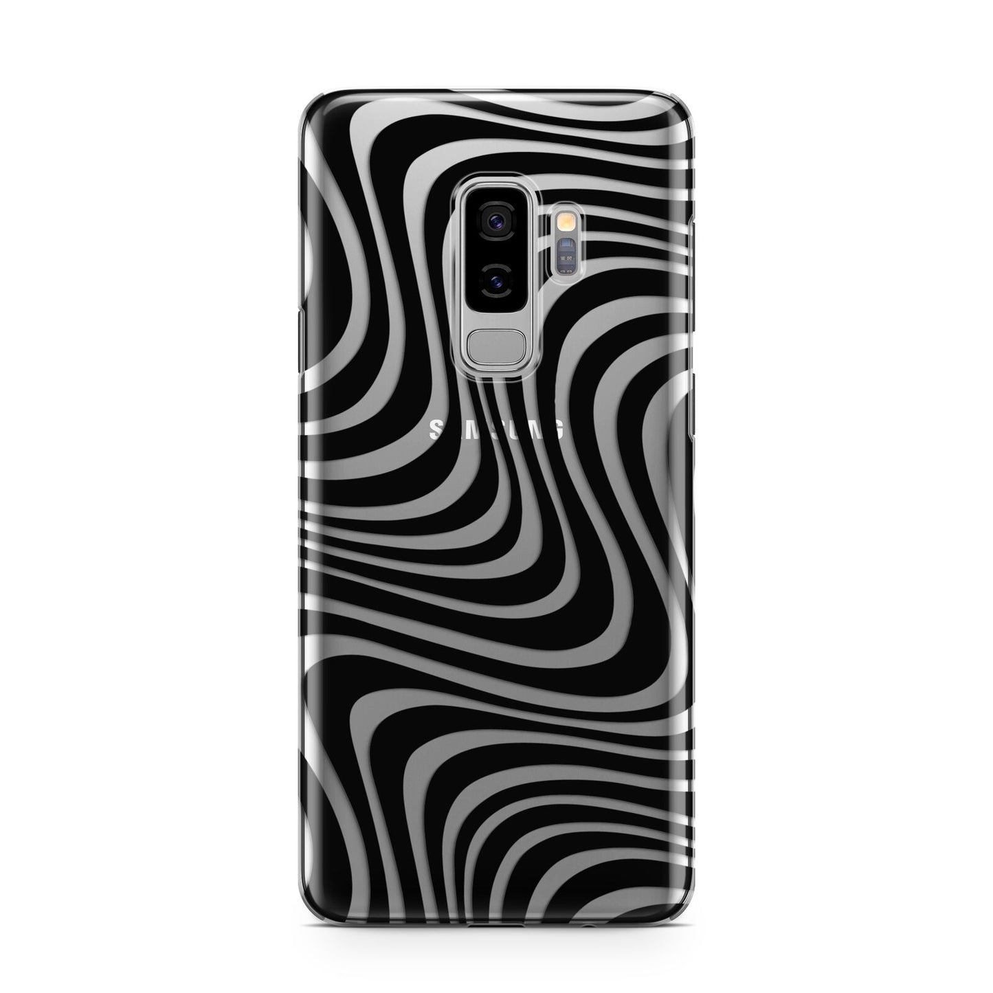 Black Wave Samsung Galaxy S9 Plus Case on Silver phone