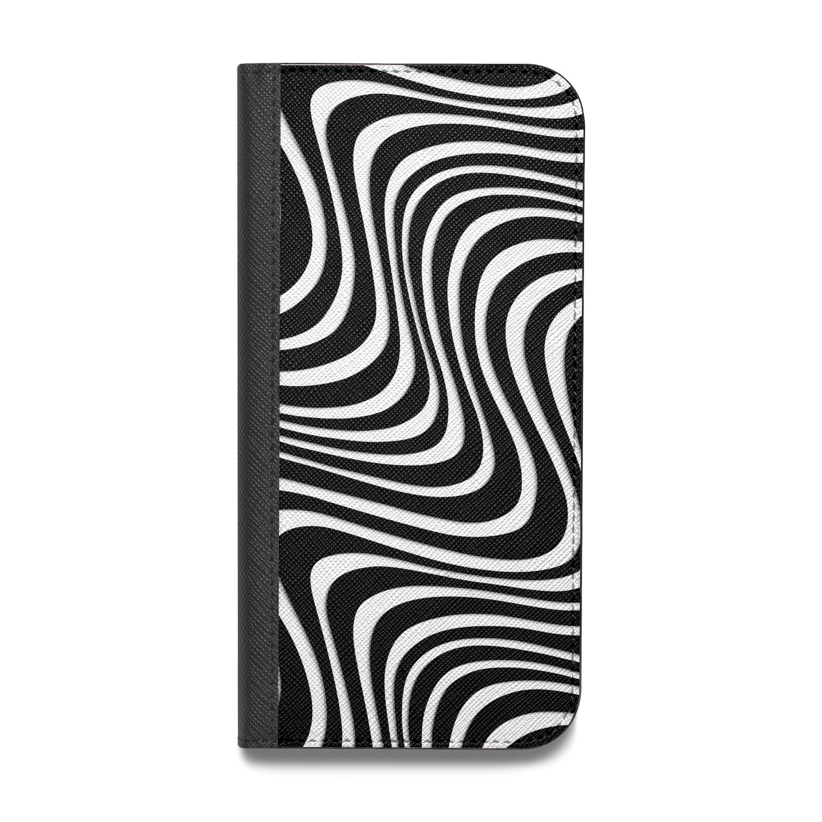 Black Wave Vegan Leather Flip Samsung Case